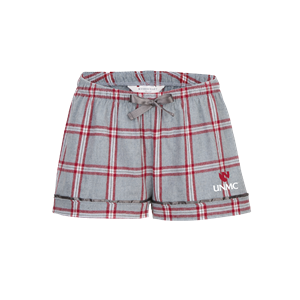 Women's Flannel Gray/Red Plaid UNMC Emblem Shorts