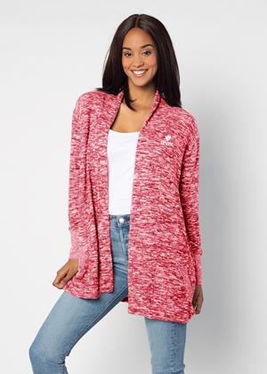 Women's Heather Red UNMC Logo Cardigan
