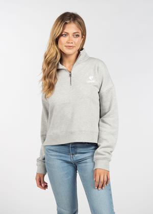 Women's 1/4 Zip Heather Gray UNMC Logo Sweatshirt